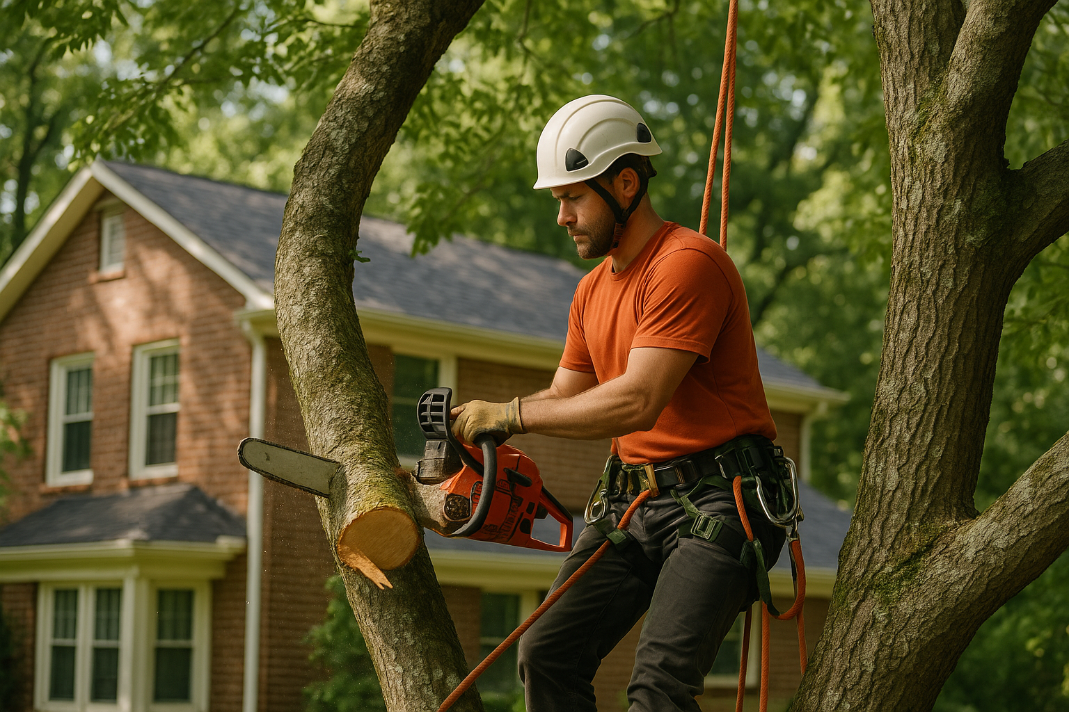 Editorial illustration depicting emergency tree removal cost roanoke va